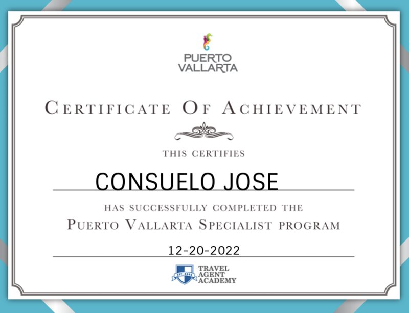 Certificado Puerto Vallarta Specialist Program de Consuelo José